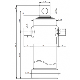 Teleskopski cilinder 4 stopnje 10 ton 1290 mm z luknjo 3046F